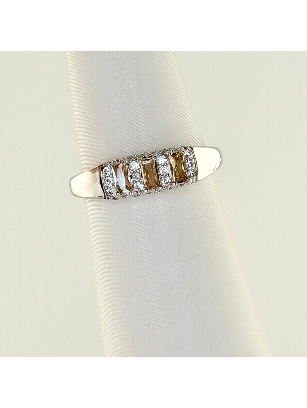 Bomb Party Sz 8 "Peaceful Beauty" Smokey Topaz on Rhodium RBP5663 RETRO
